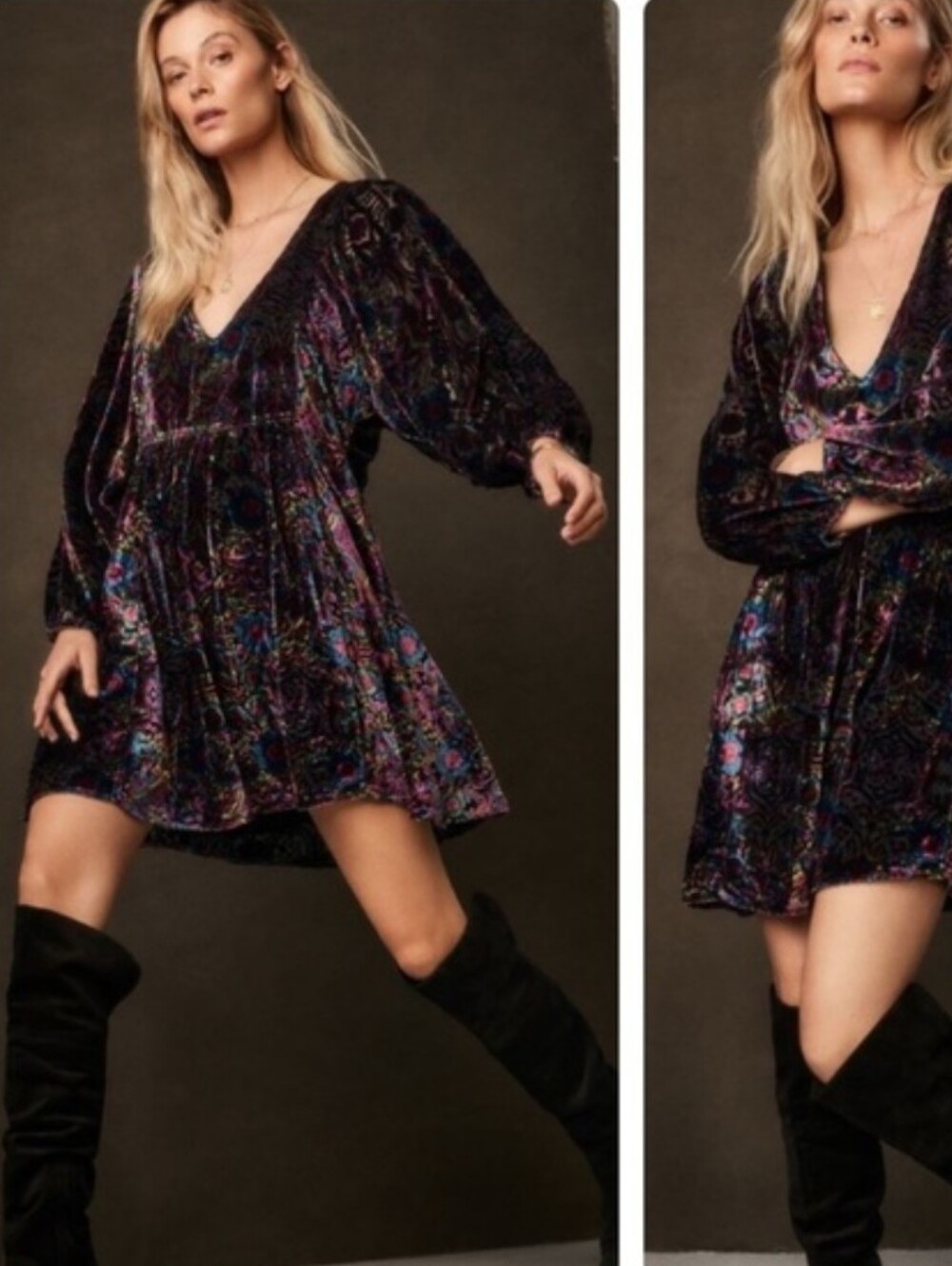 Mona Burnout Velvet Mini Dress